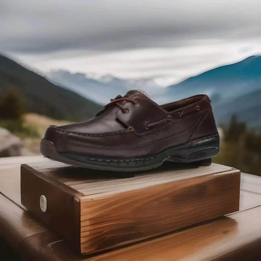 New Dunham Men's Shoreline Leather Loafers Size 15 4E Dark Brown NIB Boat Shoes - Picture 1 of 16